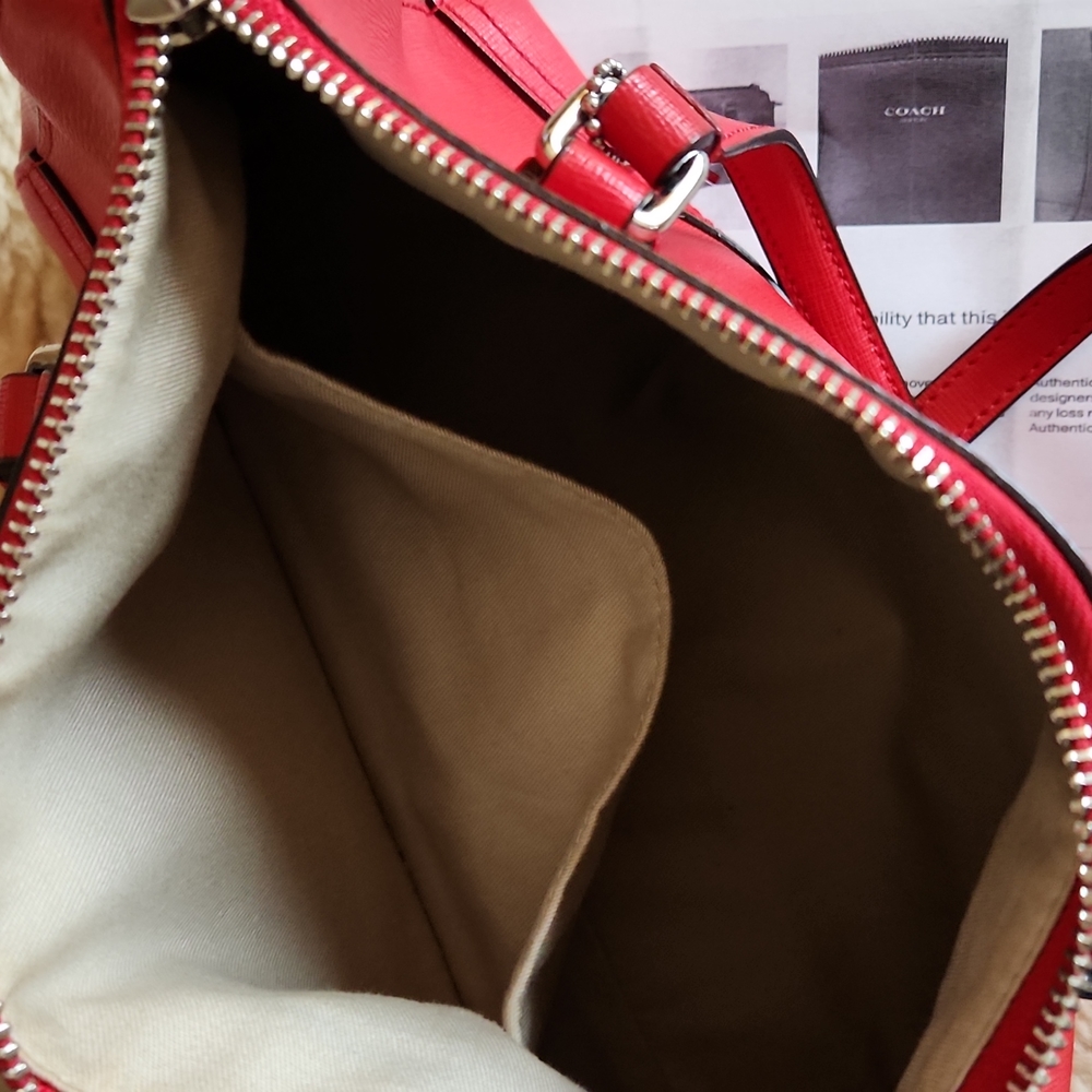 NWOT Coach Saffiano Small Red Leather Satchel/Crossbody ❤️💄 - Picture 8 of 15